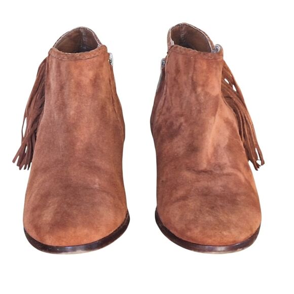 Sam Edelman Paige Suede Booties Fringe Ankle Boots Cinnamon sz 9 Festival Boots - Picture 11 of 16